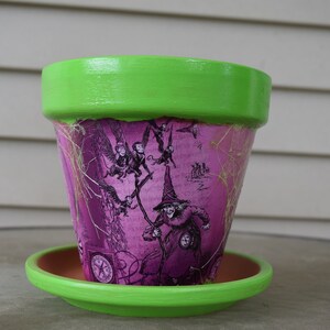 Wicked Witch of the West Wizard of Oz Decorative Decoupage Flower Pot and Saucer
