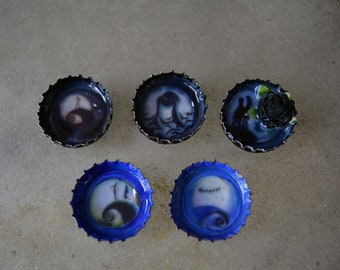 Magnets Nightmare Before Christmas Handmade Dimensional Bottle Caps Set of 5