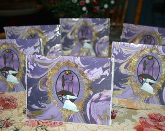 Set of 6 Handmade Handcrafted Nightmare Before Christmas Jack and Sally with Zero Collage Cards & Envelopes/ Disney / Cards / Notecards