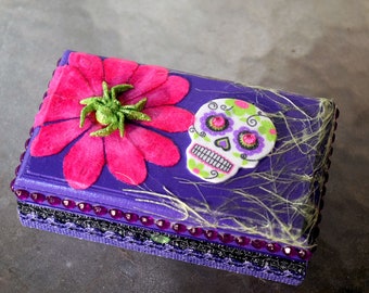Small Sugar Skull Decorative Decoupage Gift Card Box