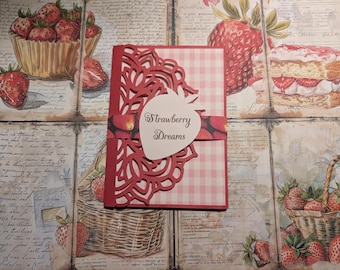 Strawberry Dreams Junk Journal Kit, Cottagecore Floral Ephemera Bundle