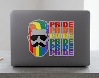 Modern Pride Decal | Rainbow Stacked Vinyl Sticker | Gay Pride Decor