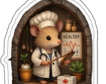 Job Mouse Vinyl Sticker – Cozy Career Mouse Wall Decal (4" Collectible)