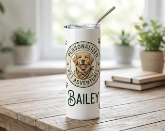Custom 20oz Skinny Tumbler | Personalized Pet Adventures Insulated Mug