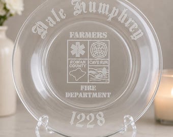 Custom Etched 10" Glass Plate for First Responders