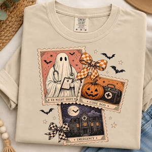ER Nattskift Halloween Sjuksköterska PNG, Spöklik Sjuksköterska Spöke Sublimeringsdesign, Akutmottagning T-shirt Grafik, Code Boo Sjuksköterska PNG