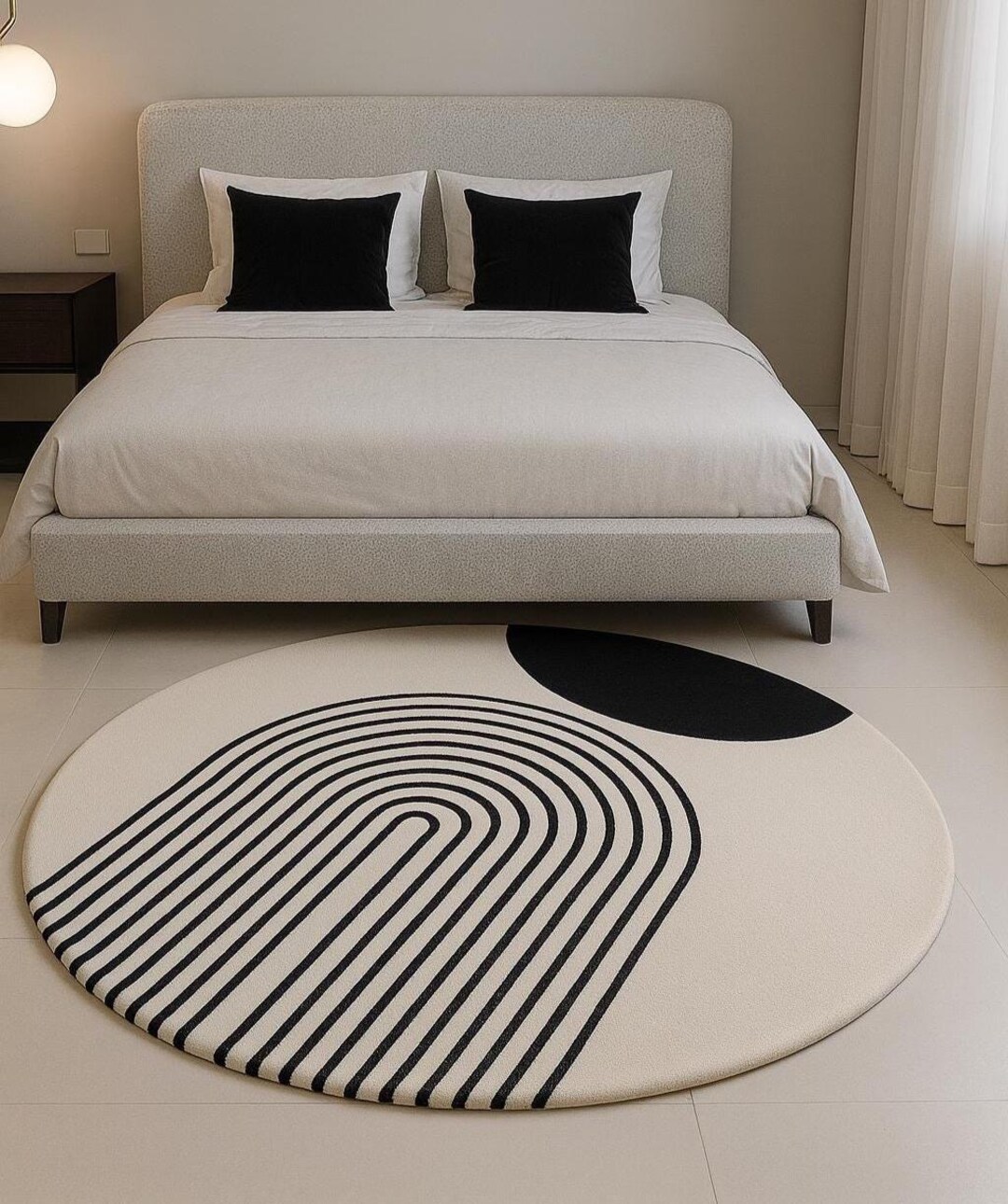 Round Arch Rug Hand-tufted Wool Round Rug: Minimal Arch Design, Modern Home Decor - Etsy