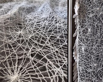 Black White Spider Web Mesh Fabric, Large Hole Lace Netting for Gothic Garment and Photo Prop, 133cm Width Non-Stretch Stiff