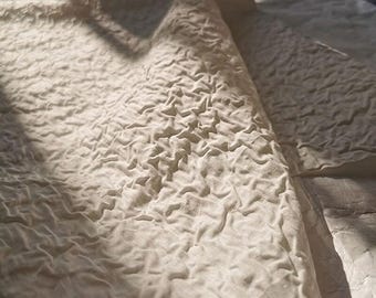 Reine weiße Baumwolle Crushed Plissee, weich drapieren Wabi-Sabi Zen Tuch