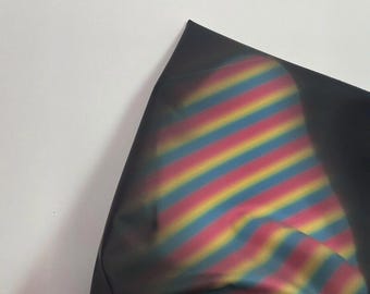 Thermochromic PU Leather Fabric, Black to Rainbow Color-Change Textile, Cotton Blend Bag Material