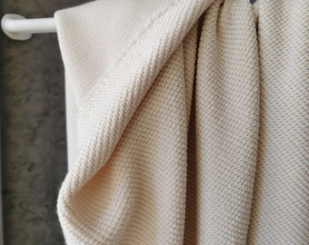 Ivory Heavyweight Cotton French Terry Knit Fabric – Double Sided, 600GSM, By the Yard