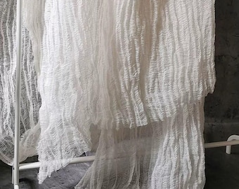 Ivory Solid Hanf Baumwolle Textur Crinkle Mesh-Gewebe | Wabi-Sabi Design-Stoff | Abdeckungen Vorhänge Quilting Home