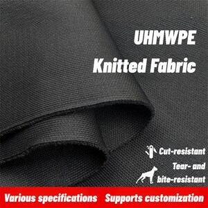Black UHMWPE Cut Resistant Knit Fabric, 0.48mm Flexible Protective Textile for Pet Gear & Workwear