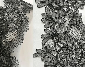 Embroidered Lace Trim, 21cm Wide Floral Ribbon by the Yard, Bridal Sewing Craft