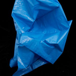 Sky Blue Plastic-Like Grid Texture Crisp Fabric – Polyethylene Creative Designer Material for Handmade Sculpting