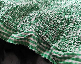 100% Baumwolle Gingham Bubble Fabric, High Stretch blickdicht drapieren, Vintage Country Nähtuch
