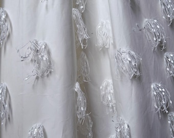 Weißer Baumwollstoff 3D Fransen Blumen Stickerei Stoff, Brautkleid Kleid Nähen