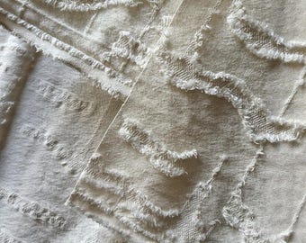Creme Baumwolle Leinen Jacquard Stoff, doppelseitig Clip Texture Tuch Meterware