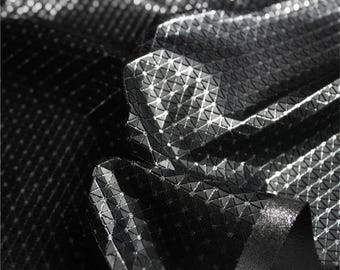 Checkerboard Textured Foil Fabric, 3D Dimensional Silver Coated Material