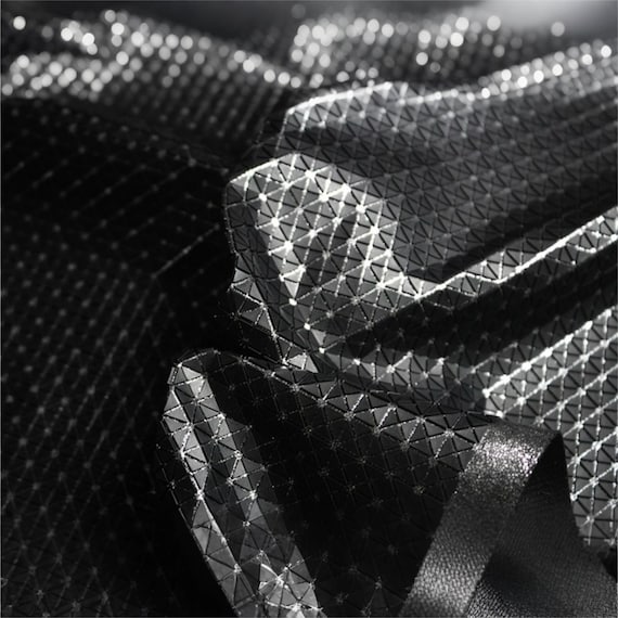 Checkerboard Textured Foil Fabric, 3D Dimensional Silver Coated Material