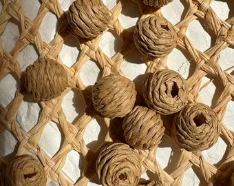 Woven Straw Eyelet Button, Rustic Farmhouse Craft Supply, 13cm Boho Decor Trim