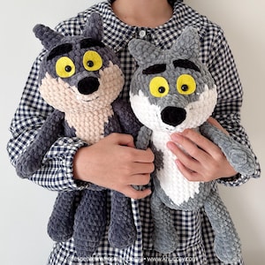 Patrón de amigurumi de lobo a crochet, fácil de coser, ideal para principiantes (descarga en PDF), tutorial en inglés y francés, crochet loup
