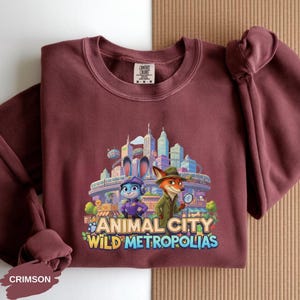 Zootopia Judy Hopps Nick Wilde Sweatshirt, Disney Movie Comfort Colors® T-shirt, Retro Cartoon Sweater