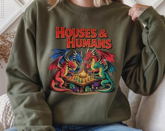 Houses and Humans D&D Sweatshirt, Dungeons and Dragons Gift Sweater, Vintage 90s Joke D and D Gift