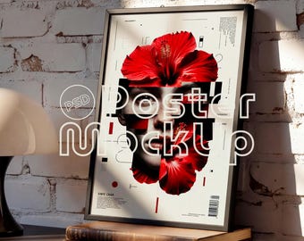 Black Frame Poster Mockup, Modern Living Room Scene (Digital Download)