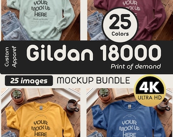 Gildan 18000 Sweatshirt Mockup Bundle: 25 Neutral Folded Images (Digital Download)