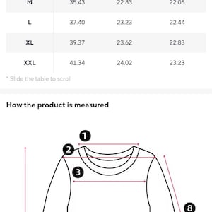 Op de afbeelding: Maattabel in cm voor een shirt met lange mouwen, met borst-, lengte- en mouwmaten voor de maten S t/m XXL. Een diagram toont hoe het product wordt gemeten.