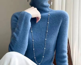 Autumn And Winter Knitted Pullover High-Neck Sweater, High-Elasticity, Fashionable And Comfortable Long-Sleeved Women's