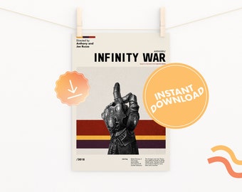 Avengers Infinity War Print | Midcentury Modern Art Poster, Digital Download Print, Retro Boho Wall Decor