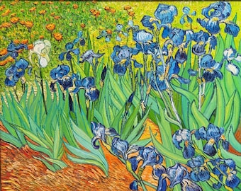 ヴィンセント・ファン・ゴッホ - 黄色の背景にアイリスの花瓶 50 x 60