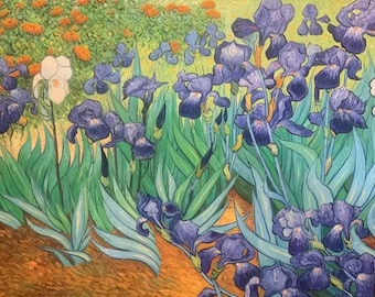 ヴィンセント・ファン・ゴッホ - 黄色の背景にアイリスの花瓶 50 x 60