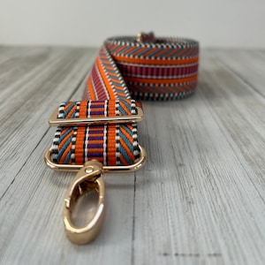 Crossbody Purse Strap 1.5” Replacement Bag Strap Adjustable Handbag Strap Wide Handbag Strap, Orange/Multi Color