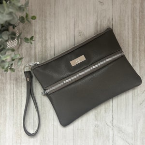 Fossil Gray Vegan Leather wristlet handbag