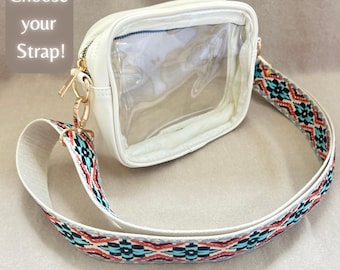 Small Clear Stadium Bag Concert Approved Crossbody Transparent Vinyl Security Pouch Game Day Festival Event Essential Small Clear Handbag