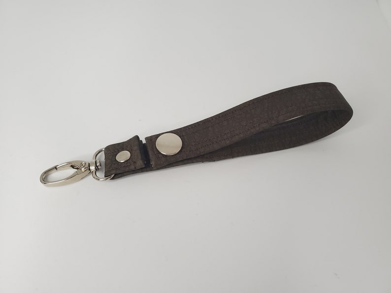 Birthday Gift or Graduation Gift Snap Closure Brown Faux Leather Great Gift Idea Chocolate Brown Vegan Leather Key Chain