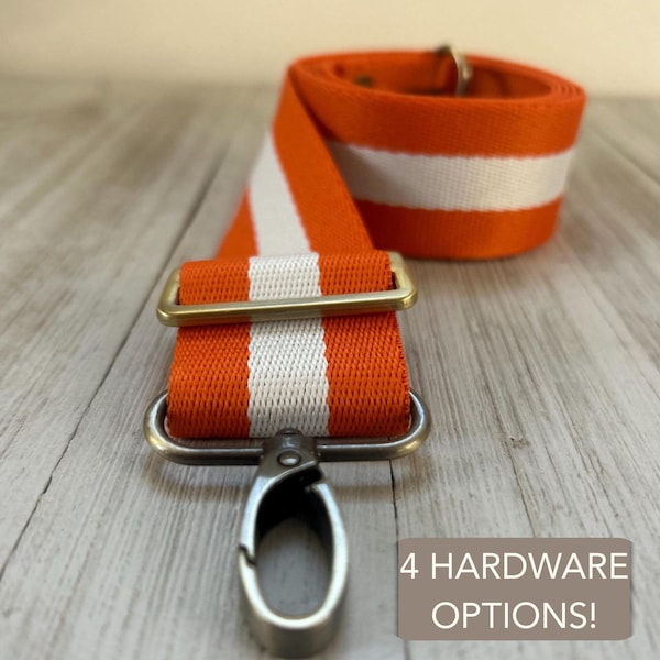 Correa de repuesto de rayas naranjas personalizada para bolso cruzado, accesorio para bolso de hombro, monedero intercambiable, diseño moderno, color Tennessee