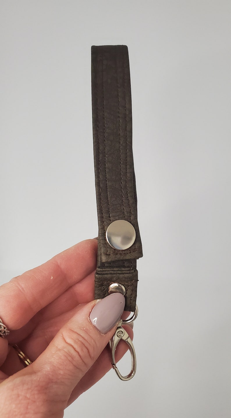 Birthday Gift or Graduation Gift Snap Closure Brown Faux Leather Great Gift Idea Chocolate Brown Vegan Leather Key Chain