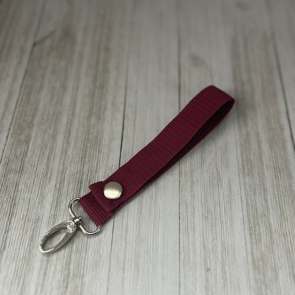 ORIGINALLY 18 DOLLARS -Key Chain Strap, 1" Wristlet Handle, Maroon Webbing,  Removable Handle, Snap On Wrist Key Chain