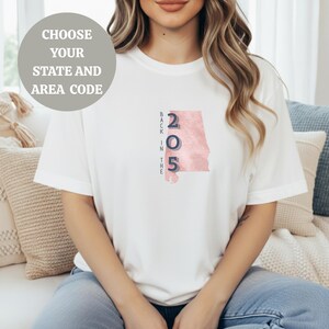 Custom State Outline Area Code Shirt Personalized Home State Tee White Natural Unisex T Shirt Hometown Pride Gift Homecoming A Letter States