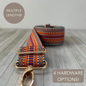 Orange MultiColor Crossbody Bag Strap 1.5" Wide Adjustable Replacement Wide Bright Strap Modern Bag Strap Custom Style Upgrade 3 Size Option