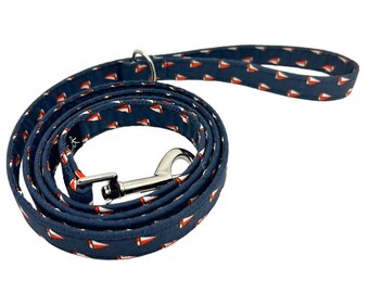 ORIGINALLY 22 DOLLARS - 3/4" Wide Dog Leash with D-Ring to Hook Bag or Keys To, Sailboats, 5 foot Dog Leash for Small and Large Dogs, 3/4"