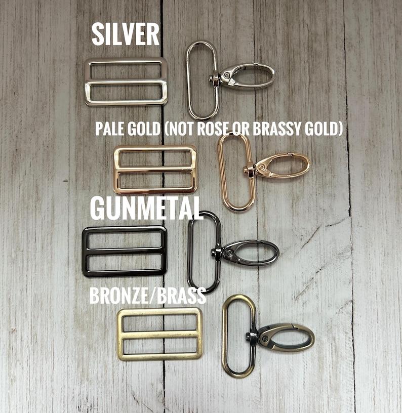Silver, Pale Gold, Gunmetal and Bronze/Brass Buckles and Lobster Clasp Hooks to choose from