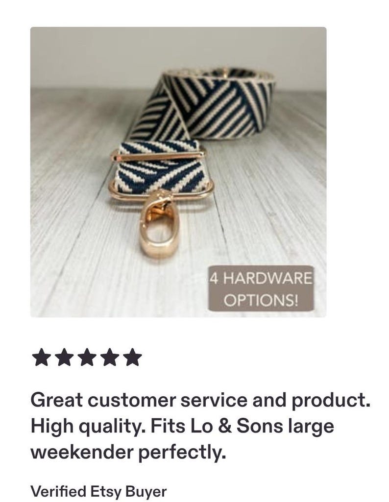 May include: A navy blue and white chevron patterned bag strap featuring rose gold metal hardware, including a swivel lobster clasp and an adjustable slider. A small rectangular sign displays the text 4 HARDWARE OPTIONS!
