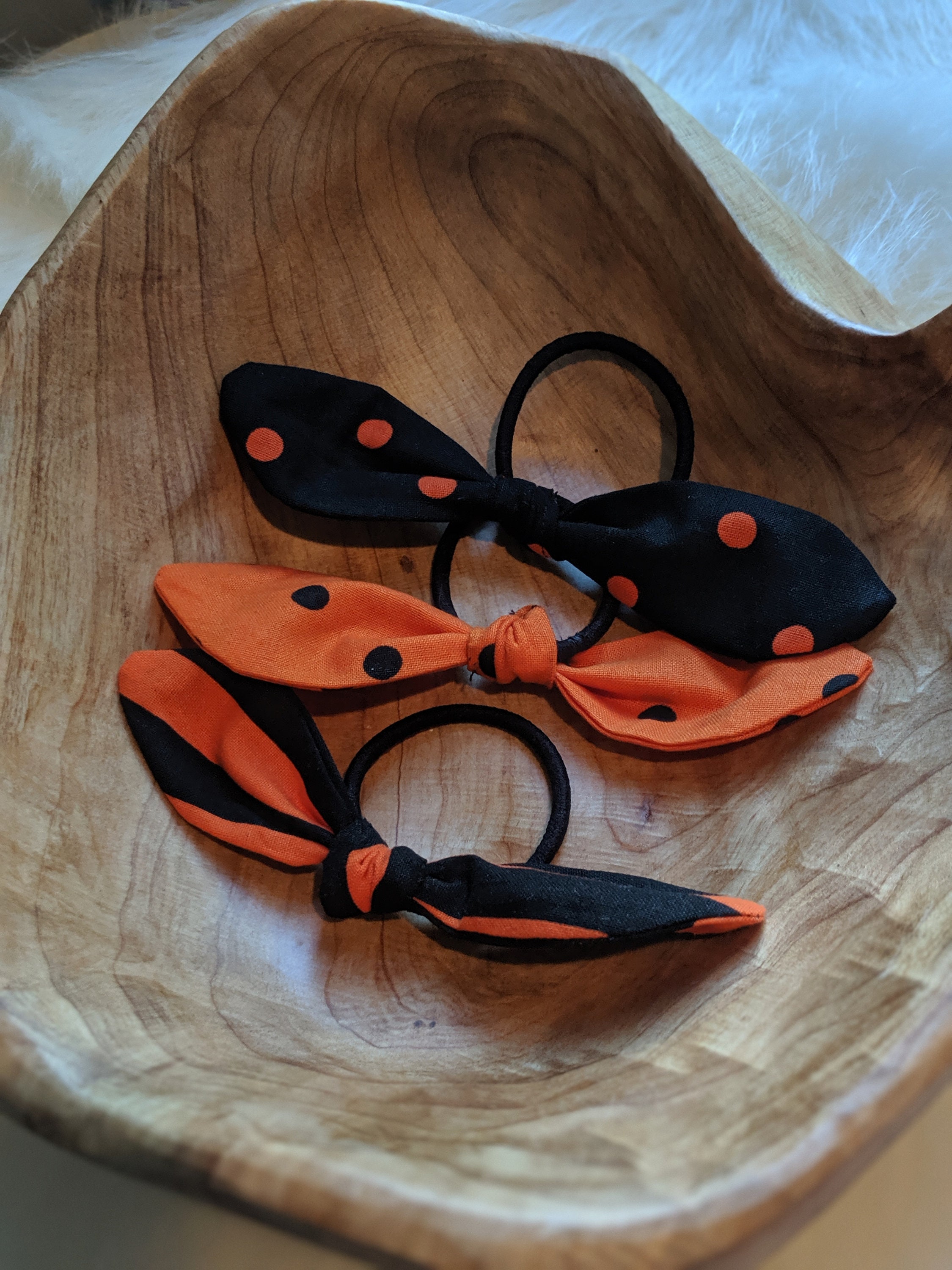 Trio Of Black And Orange Hair Ties School Spirit Colors