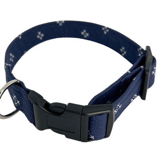 Navy Dog Collar Etsy