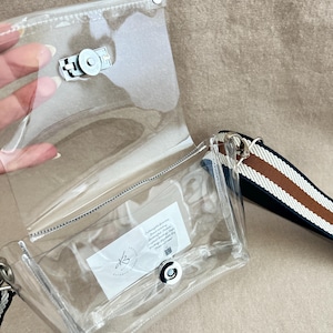 Small Clear Stadium Bag Concert Approved Crossbody Transparent Vinyl Security Pouch Game Day Festival Event Essential Small Clear Handbag image 5